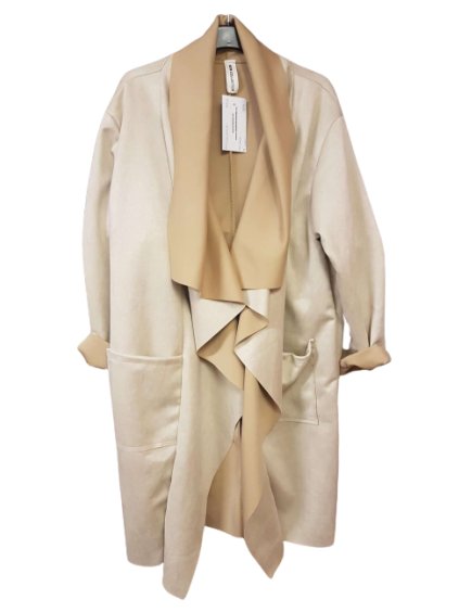 Sako prodloužené broušená koženka dámské (uni M/L) ITALSKá MóDA IMWMS2311290/DU (Velikost M/L, Barva béžová)