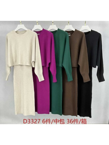 Šaty se svetrem úpletové elegantní na ramínka dámské (S/M ONE SIZE) MB2123D3327/DUR (Velikost S/M/L, Barva Černá)