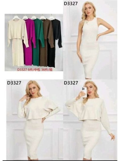 Šaty se svetrem úpletové elegantní na ramínka dámské (S/M ONE SIZE) MB2123D3327/DUR (Velikost S/M/L, Barva Černá)