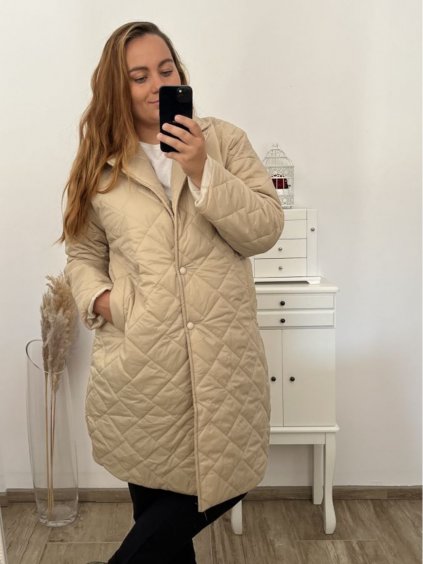 Bunda kabát prošívaný dlouhý rukáv dámská nadrozměr (2XL/3XL ONE SIZE) ITALSKÁ MÓDA IMWCT233519