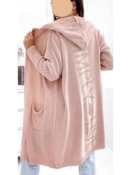 Cardigan s kapucí dlouhý rukáv dámský (S/M/L ONE SIZE) ITALSKÁ MÓDA IMWB23520/01/DU (Velikost M/L, Barva béžová)