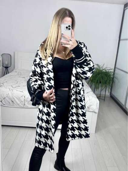 Kabát flaušový dlouhý rukáv dámský (M /L/XLONE SIZE) ITALSKÁ MÓDA IMWC232799/DU (Velikost L/XL, Barva bílá)