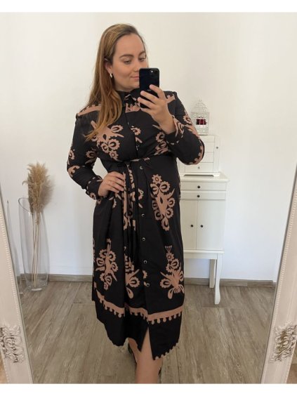 Šaty košilové dlouhý rukáv dámské nadrozměr (2XL/3XLONE SIZE) ITALSKÁ MÓDA IMWEC23MUZA/DU (Velikost 2XL/3XL, Barva bílá)