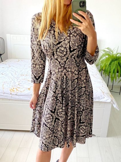 Šaty elegantní dlouhý rukáv dámská (S/M ONE SIZE) ITALSKÁ MÓDA IMM23M6062A-2/DU (Velikost S/M/L, Barva Černá)