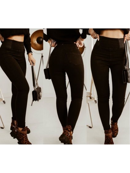 Rifle jeans s gumou v pase dlouhé dámské (29-38) M.SARA MSR23MS2771G-13/DU (Velikost 29, Barva Černá)