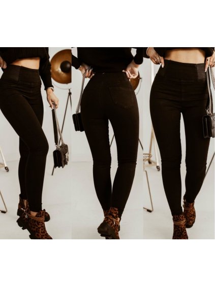 Rifle jeans s gumou v pase dlouhé dámské (29-38) M.SARA MSR23MS2771G-13/DU (Velikost 29, Barva Černá)