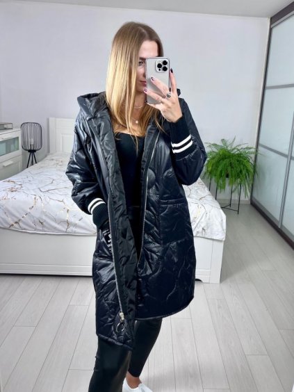 Bunda prošívaná s kapucí dámská nadrozměr (XL/2XL ONE SIZE) ITALSKá MóDA IMC23436/DUR (Velikost XL/2XL, Barva béžová)