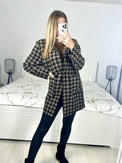 Kabát flaušový dlouhý rukáv dámský (S/M/L ONE SIZE) ITALSKÁ MÓDA IMWBL23013/DU (Velikost M/L, Barva Černo-bílá)