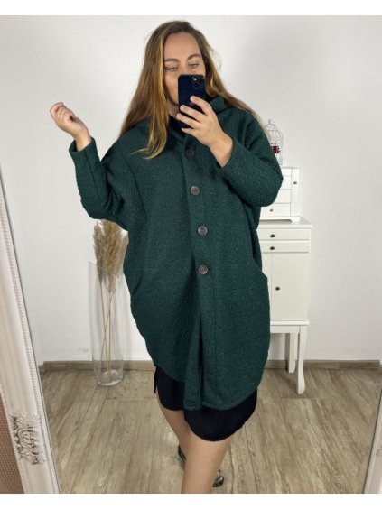 Kabát s kapucí teplý dámský nadrozměr (4XL/5XL ONE SIZE ) Italská móda IM823BELLA/DU