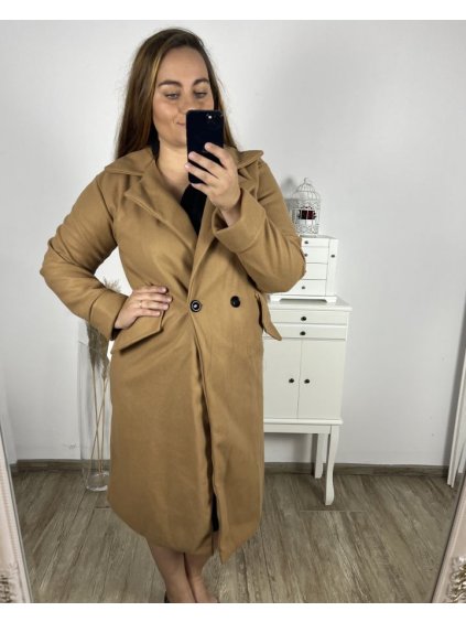 Kabát na knoflíky dámský (L/XL ONE SIZE) ITALSKá MóDA IM323AMANDA/DU (Velikost L/XL, Barva Černá)