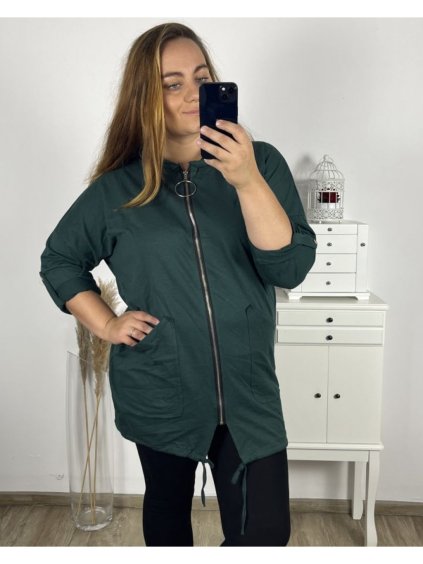 Mikina na zip s kapucí dlouhý rukáv dámská nadrozměr (3XL/4XL ONE SIZE) ITALSKá MóDA IM423048/DU