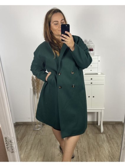 Kabát flaušový dlouhý rukáv dámský nadrozměr (3XL/4XL ONE SIZE) ITALSKÁ MÓDA IMD23MILANO/DU (Velikost 3XL/4XL, Barva Černá)