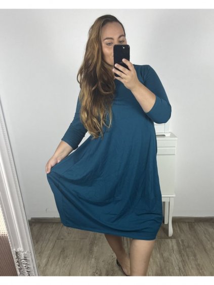 Šaty volnočasové dlouhý rukáv nadrozměr dámské (2XL/3XL ONE SIZE) ITALSKÁ MÓDA IM723MILANO/DU