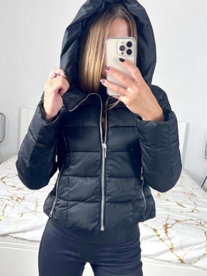 Bunda zimní krátká dámská (S-2XL) POLSKÁ MÓDA IMWMN23P3-6015-1/DU (Velikost S, Barva Černá)