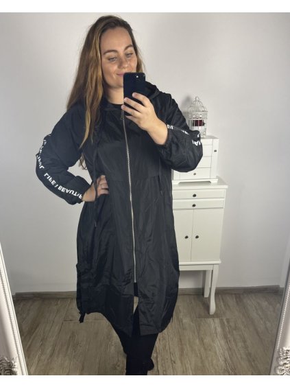 Bunda/kabát dlouhá s kapucí dámská nadrozměr (XL/2XL/3XL ONE SIZE) ITALSKÁ MÓDA IM423LIFES/DU (Velikost XL/2XL, Barva Černá)