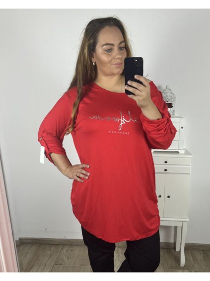 Tunika  dlouhý rukáv dámská nadrozměr (3XL/4XL/5XL ONE SIZE) ITALSKá MóDA IM423550/DR (Velikost 4XL/5XL, Barva Černá)