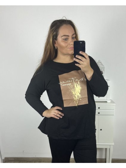 Tričko dlouhý rukáv dámské nadrozměr (3XL/4XL ONE SIZE) TURECKÁ MÓDA TMAA233967/DR (Velikost 3XL/4XL, Barva bílá)