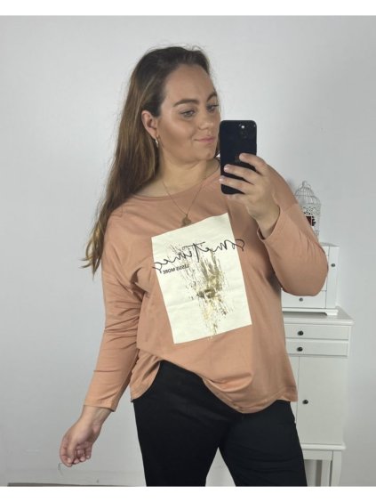 Tričko dlouhý rukáv dámské nadrozměr (3XL/4XL ONE SIZE) TURECKÁ MÓDA TMAA233967/DR (Velikost 3XL/4XL, Barva bílá)