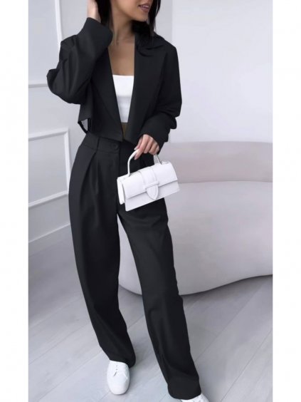 Souprava/komplet elegantní kalhoty dlouhé a sako dlouhý rukáv dámská (S/M ONE SIZE) ITALSKÁ MÓDA IMD23204/DU