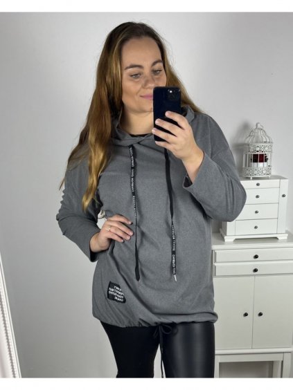 Mikina oversize prodloužená dlouhý rukáv dámská nadrozměr (3XL/4XL ONE SIZE) ITALSKÁ MÓDA IM423SALSO/DU