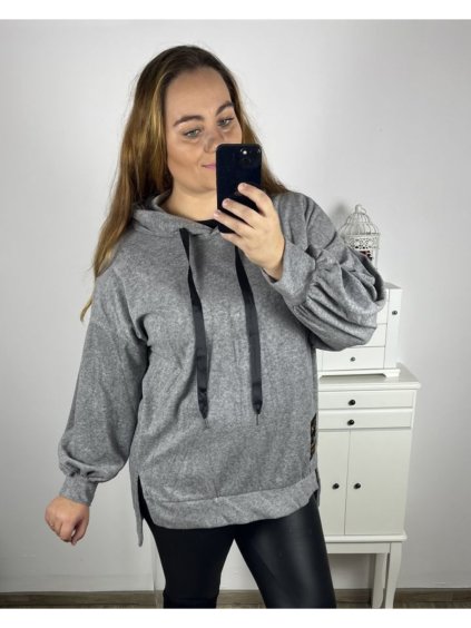 Mikina dlouhý rukáv dámské nadrozměr (3XL/4XL ONE SIZE) ITALSKá MóDA IM423ROYA/DU