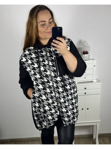 Mikina na zip s kapucí dlouhý rukáv dámská nadrozměr (2XL/3XL ONE SIZE) ITALSKÁ MÓDA IM423OFANTO/DU