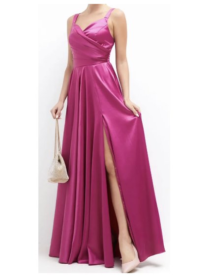 Šaty elegantní na ramínka dámské (S/M ONE SIZE) ITALSKÁ MÓDA IMPBB2380836bl/DU (Velikost S/M/L, Barva růžová fuchsiová)