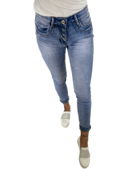 Rifle jeans baggy dlouhé dámské (34-42) NEWPLAY MA23NP3166 (Velikost 34, Barva modrá)