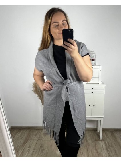 Vesta dámská (XL/2XL/3XL ONE SIZE) ITALSKÁ MÓDA IMS23BETY/DUR (Velikost 2XL/3XL, Barva béžová)