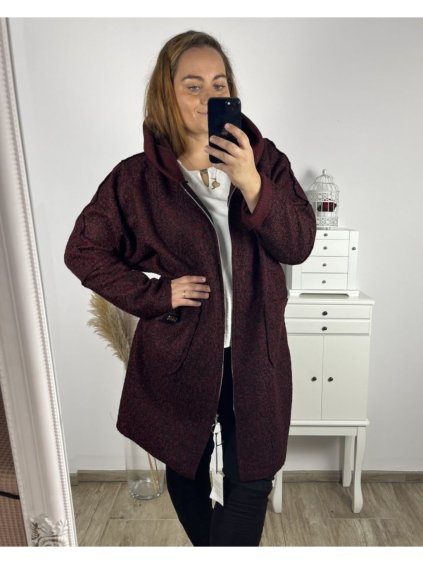 Kabát beránkový na zip dámský nadrozměr (3XL/4XL ONE SIZE) ITALSKÁ MÓDA IM723052/DUR (Velikost 3XL/4XL, Barva zelená khaki)