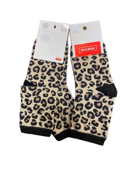 Veselé ponožky leopardí dětské dívčí (29-31,  32-34) POLSKÁ MODA DPP21473 (Velikost 29-31, Barva hnědá leopard)