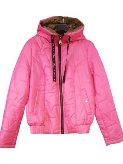Bunda podzimní jarní s kapucí dámská (XS-XL) POLSKÁ MóDA PMWC23B8219-83 (Velikost XS, Barva růžová neon)