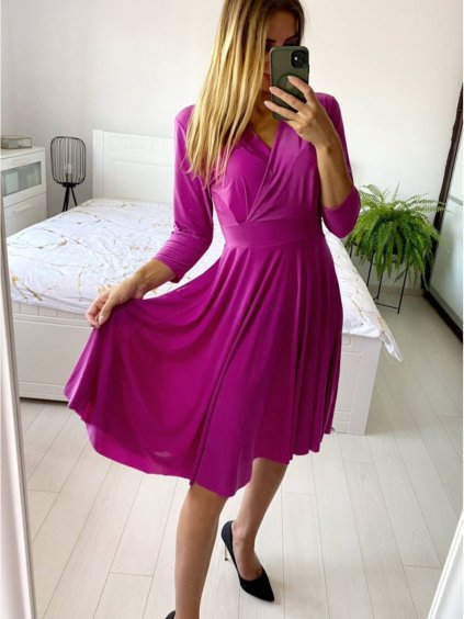 Šaty elegantní dlouhý rukáv dámská (S/M ONE SIZE) ITALSKÁ MÓDA IMM23M6062/DU (Velikost S/M/L, Barva béžová)