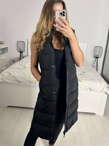 Vesta šusťáková dámská (S-XL) POLSKÁ MÓDA PMW23H-886/01/DU (Velikost S, Barva Černá)