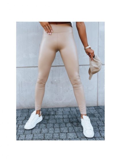 Legíny koženkové teplé dlouhé dámské (S-M-L-XL) ITALSKÁ MÓDA IMM223070-5/DUR (Velikost S, Barva béžová)