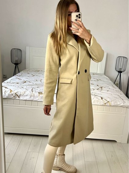 Kabát flaušový dlouhý dámský (S-XL) ITALSKÁ MÓDA IMD22901-5/DU