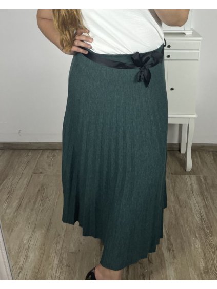 Sukně dlouhá skládaná teplá dámská nadrozměr (M/L/XL ONE SIZE) ITALSKÁ MÓDA IMC23428/DU (Velikost L/XL, Barva zelená smaragdová)