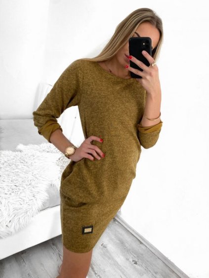 Šaty klasik teplé dlouhý rukáv dámské (S/M ONE SIZE) ITALSKÁ MÓDA IMD231079/DU (Velikost S/M/L, Barva Černá)