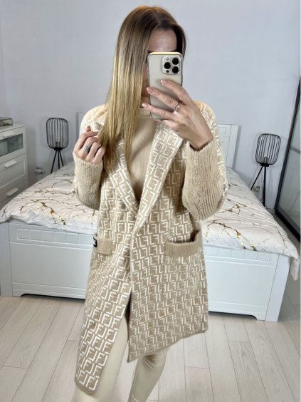 Kabát alpaka dlouhý rukáv dámský (S/M ONE SIZE) ITALSKÁ MÓDA IMWAK233902/DU (Velikost S/M/L, Barva béžová)