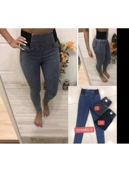 Kalhoty skinny s vysokým pasem dlouhé dámské (26-32) M.SARA MA620S2085G-1/DR (Velikost 26, Barva šedá tmavá)