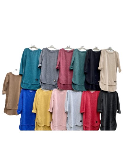 Tunika prodloužená teplá dlouhý rukáv dámská (S/M ONE SIZE) ITALSKÁ MÓDA IMD23576 (Velikost S/M/L, Barva béžová)