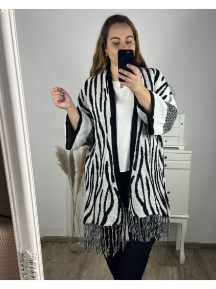 Cardigan dlouhý rukáv dámský nadrozměr (3XL/4XLONE SIZE) ITALSKÁ MÓDA IM423STRIPA/DU