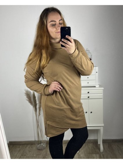 Šaty teplé dlouhý rukáv dámské nadrozměr (2XL/3XL/4XL ONE SIZE) ITALSKÁ MÓDA IM423750/DU (Velikost 3XL/4XL, Barva Černá)