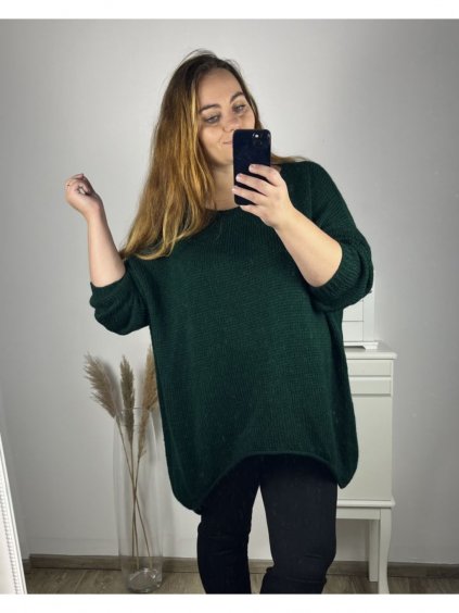 Svetr oversize dlouhý rukáv dámský nadrozměr (4XL/5XL/6XL ONE SIZE) ITALSKá MODA IM723ANDY/DU