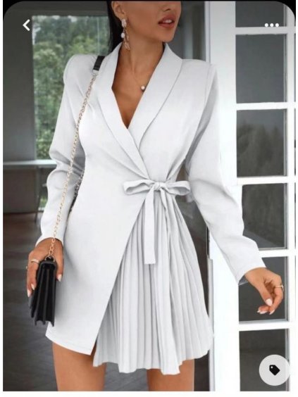 Šaty elegantní dlouhý rukáv dámské (S/M ONE SIZE) ITALSKÁ MÓDA IMWD233923/DU (Velikost S/M/L, Barva bílá)