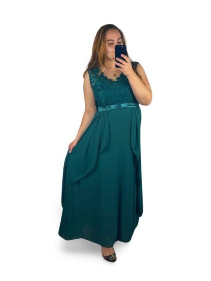 Šaty dlouhé společenské dámské nadrozměr (XL/2XL ONE SIZE) ITALSKÁ MÓDA IMM23LEILA/DR (Velikost XL/2XL, Barva modrá královská)
