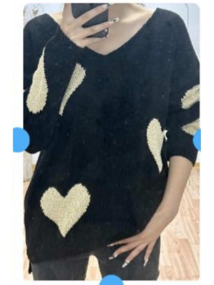 Svetr pletený dlouhý rukáv dámský (S/M ONE SIZE) ITALSKÁ MÓDA IMWAE233964/DR (Velikost S/M/L, Barva Černá)