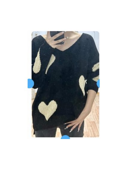 Svetr pletený dlouhý rukáv dámský (S/M ONE SIZE) ITALSKÁ MÓDA IMWAE233964/DR (Velikost S/M/L, Barva Černá)