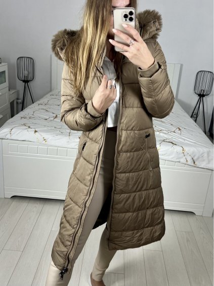 Bunda Kabát zimní prošívaný dámský (S,M,L,XL) JSTYLE DDS2316M9126-1/DU (Velikost S, Barva hnědá)