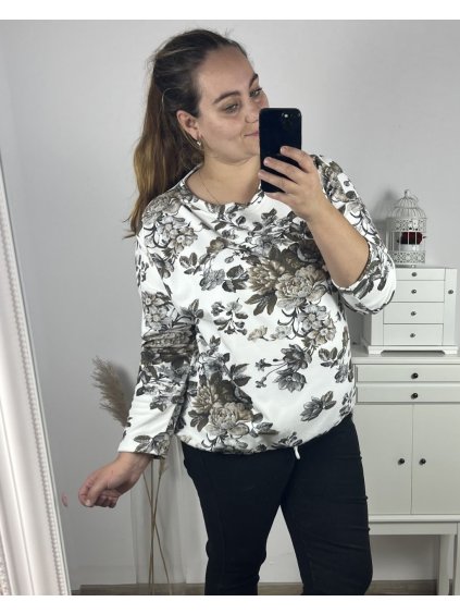 Tunika dlouhý rukáv dámská nadrozměr (3XL/4XL ONE SIZE) ITALSKá MóDA IM423AIDA/DU (Velikost 3XL/4XL, Barva hnědá)